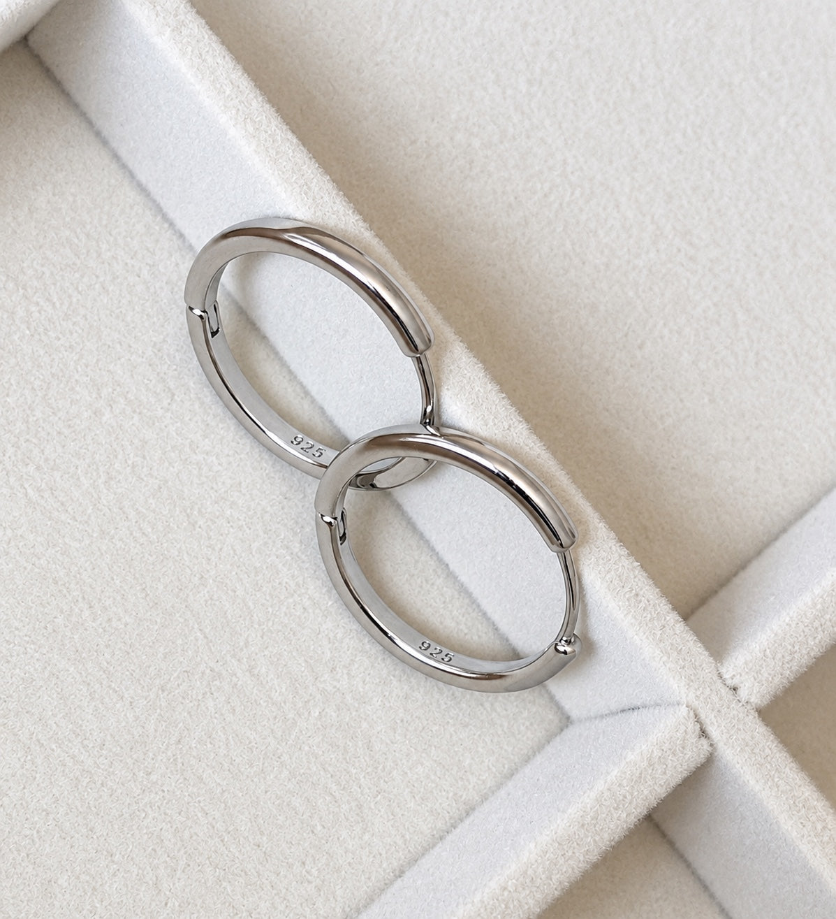 Sterling silver classic hoop earrings with 925 stamp detail